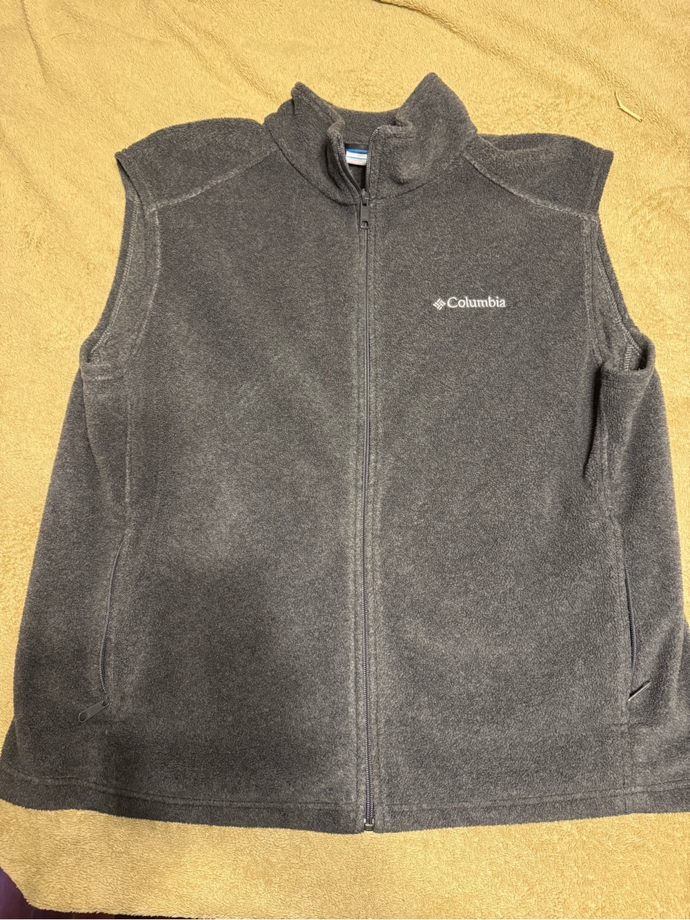 Columbia Gray Fleece Vest with Blue Trim